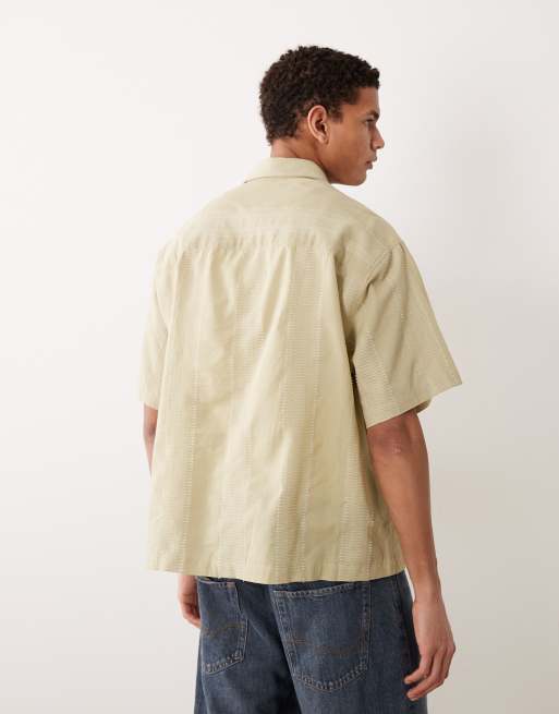 ASOS DESIGN oversized textured shirt in sage green, 5 of 5