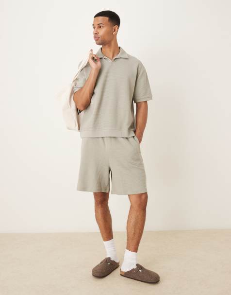 ASOS DESIGN oversized textured shorts in grey