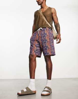 Asos Design Oversized Textured Shorts In Multi