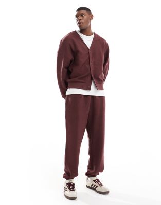 Asos Design Oversized Textured Sweatpants In Burgundy In Red