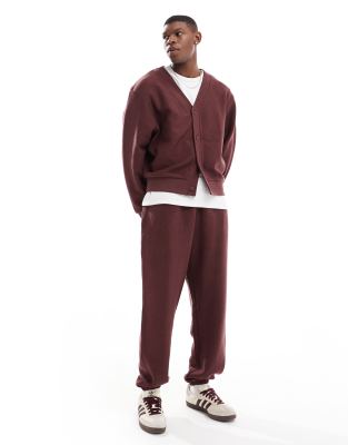 oversized textured sweatpants in burgundy