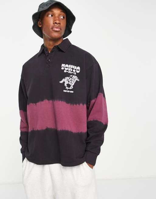 ASOS Design Oversized Hockey Jersey with City Print in Black and Orange