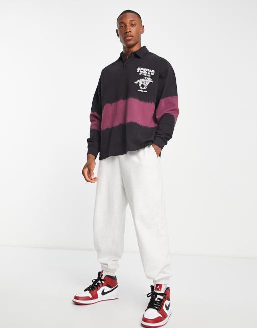 ASOS DESIGN oversized hockey jersey with city print in black and