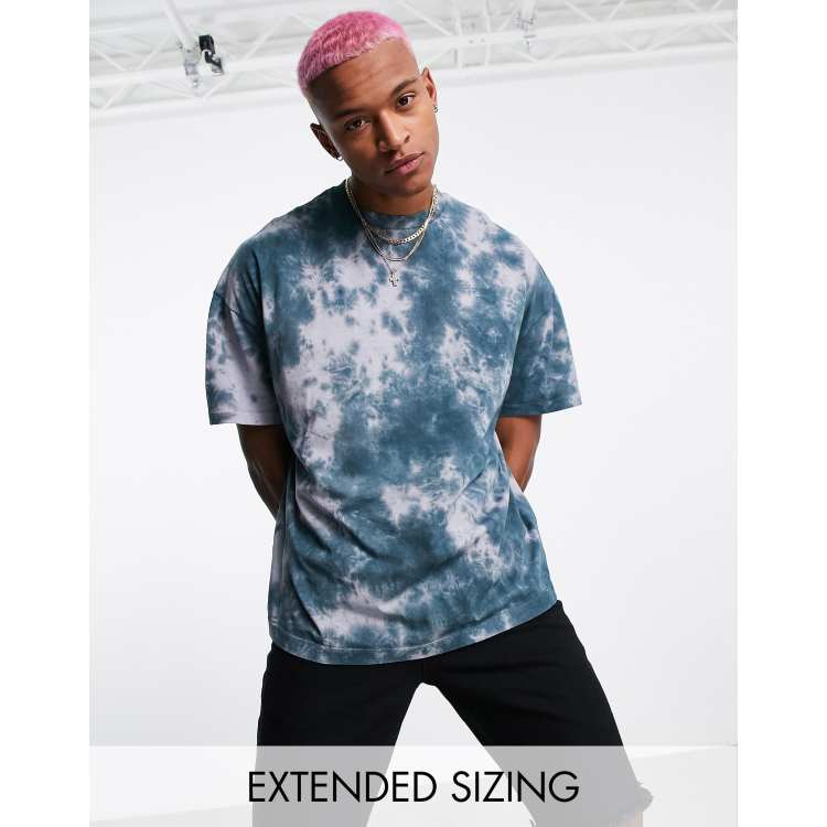 ASOS DESIGN oversized t-shirt in gray and blue dip dye with Los Angeles  city print