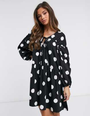 black and white smock dress