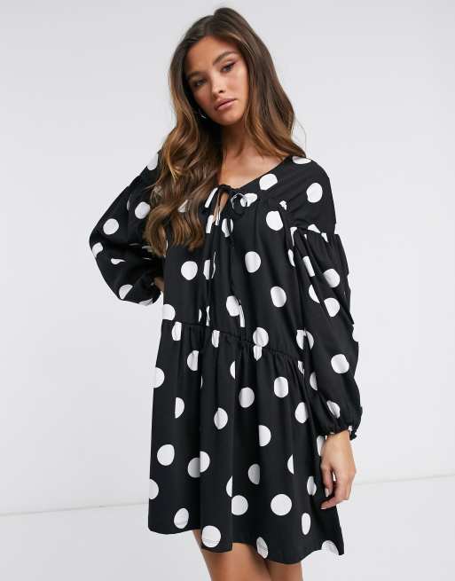 Asos black and white polka sales dot dress