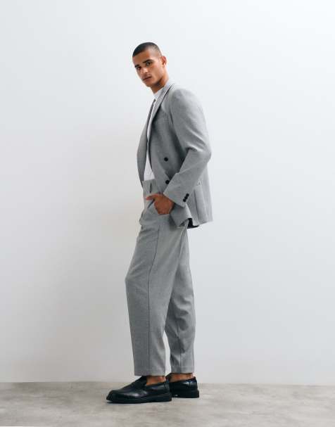 ASOS DESIGN - Oversized toelopend pak met plooien in zout en peper grijs - view 1