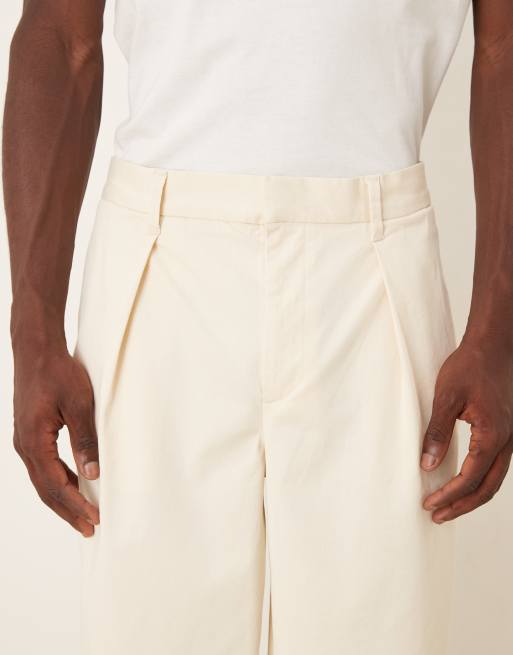 ASOS DESIGN - Oversized toelopende broek met diep plooidetail in ecru, deel van co-ord set, 5 van 5