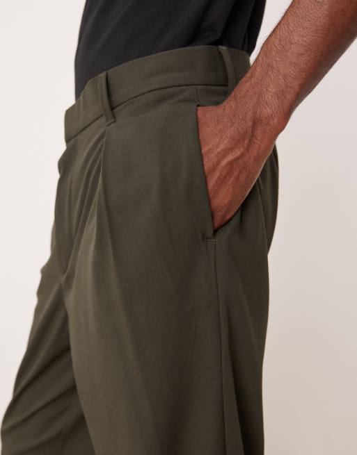 ASOS DESIGN - Oversized toelopende broek met diepe plooi in grijs, 3 van 5