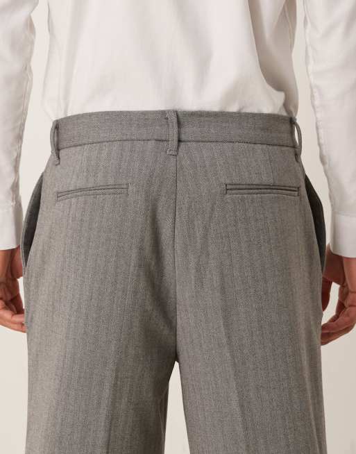 ASOS DESIGN - Oversized toelopende broek met wollook en plooien in grijs, 5 van 5