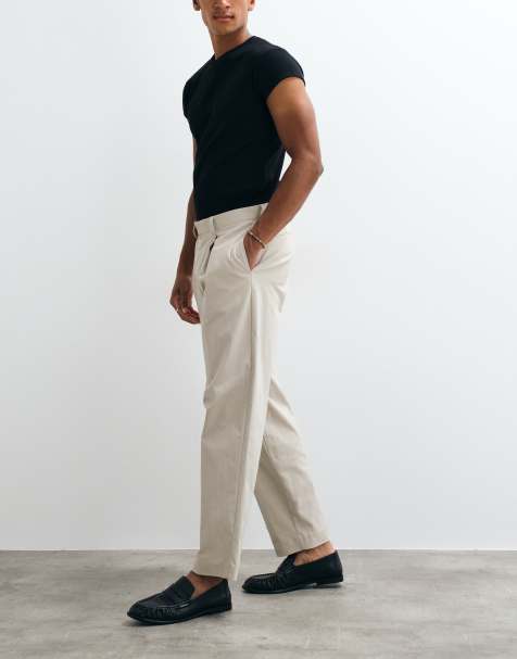 ASOS DESIGN oversized toelopende broek van katoenmix in donker stone - view 1