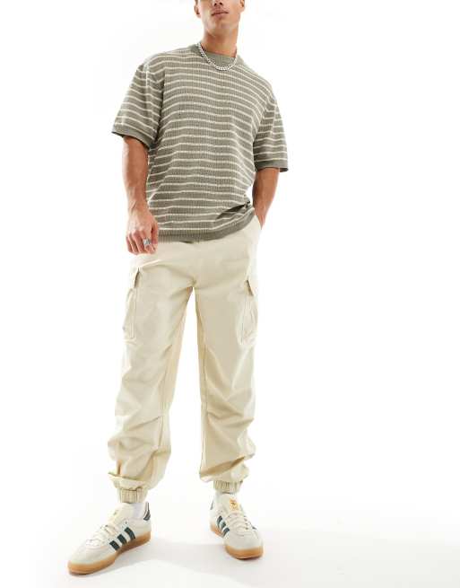 ASOS DESIGN - Oversized toelopende cargobroek in stone