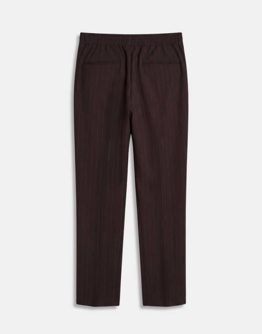 ASOS DESIGN - Oversized toelopende gestreepte pantalon in bruin, 7 van 9