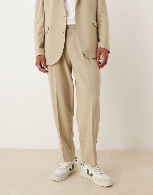 ASOS DESIGN - Oversized toelopende pantalon in kiezelkleur