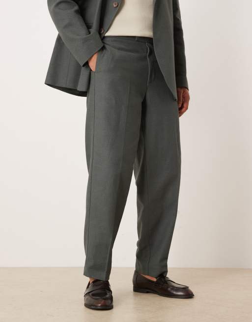 ASOS DESIGN - Oversized toelopende pantalon van donkergroen gedraaid garen, 2 van 5