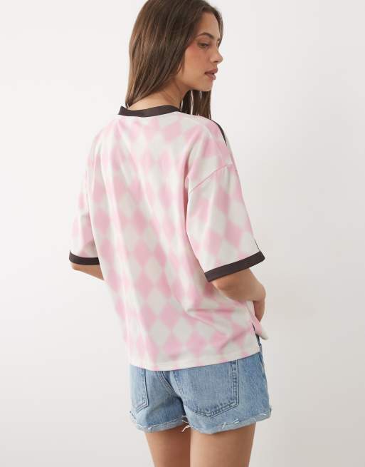 ASOS DESIGN - Oversized top met korte mouwen en grafische print in roze, 4 van 4