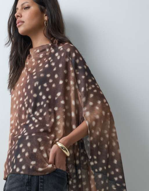 ASOS DESIGN oversized top met korte mouwen en hertenprint, 2 van 5