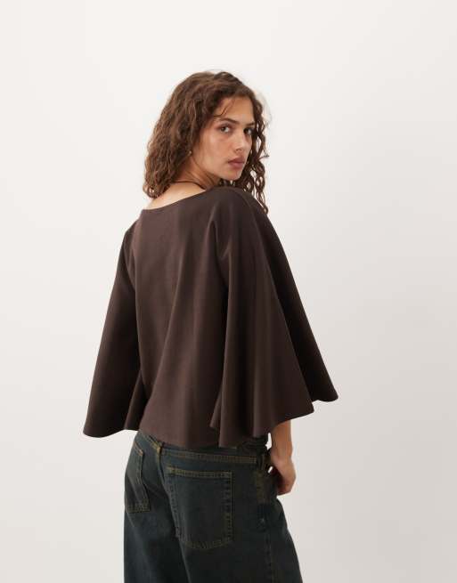 ASOS DESIGN oversized topp i cape-modell i chokladbrun, 4 av 4