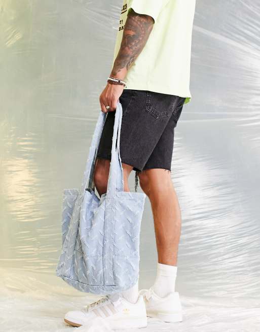 ASOS DESIGN - Oversized tot i lysvasket denim med struktur