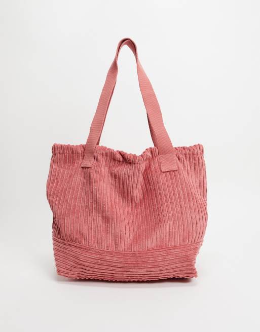 ASOS DESIGN oversized tote bag in dusky pink cord