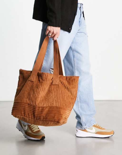 ASOS DESIGN oversized tote bag in tobacco cord