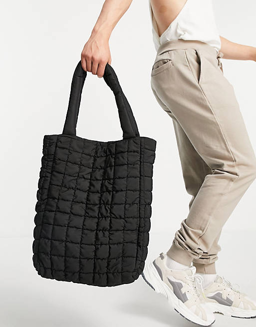 Bags oversized tote bag with quilted design in black 