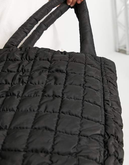 SASOM  bags COS Quilted Oversized Shoulder Bag Dark Navy Check