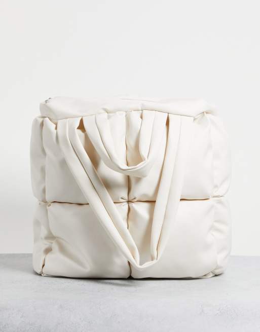 ASOS DESIGN - Oversized tote met vulling in ecru