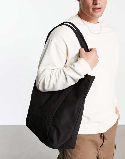 ASOS DESIGN - Oversized tote-taske i sort kraftigt bomuld