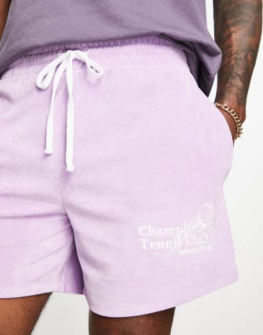 エイソス ASOS DESIGN oversized towelling shorts in purple with