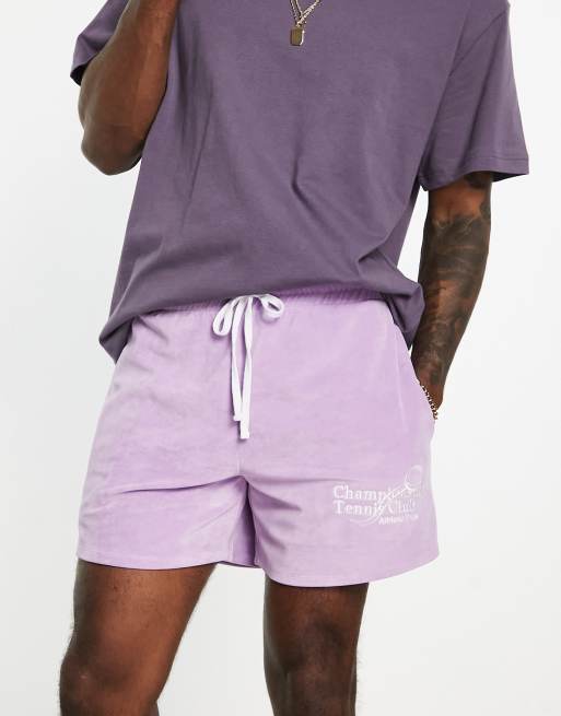 エイソス ASOS DESIGN oversized towelling shorts in purple with