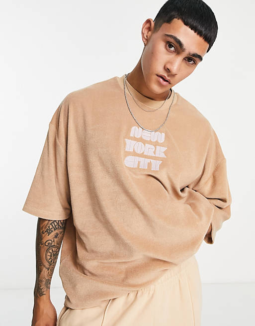 ASOS Herren Sport & Bademode Sportmode Shirts Icon training oversized t-shirt with quick dry in beige 