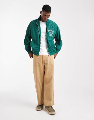 Asos Design Oversized Track Jacket In Green