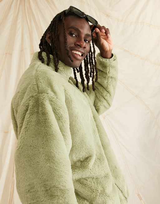 Asos green shop fur coat