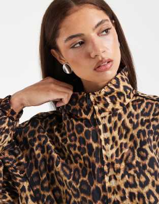 Asos Design Oversized Track Jacket In Animal Print