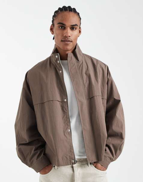 ASOS DESIGN oversized track jacket in light brown - view 1