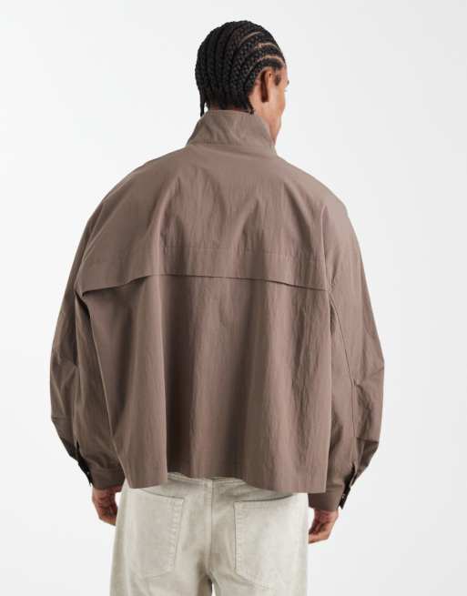 ASOS DESIGN oversized track jacket in light brown, 3 of 5