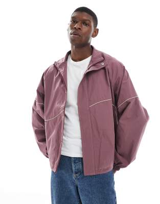 ASOS DESIGN oversized track jacket in mauve - view 1
