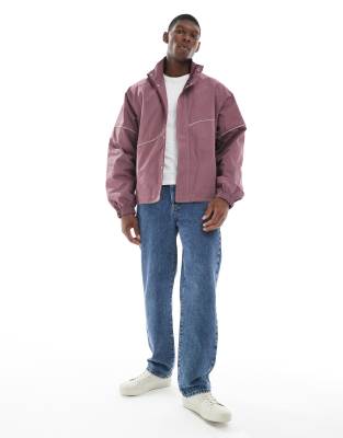 Asos Design Oversized Track Jacket In Pink