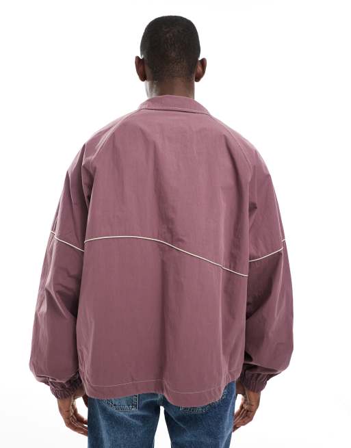 ASOS DESIGN oversized track jacket in mauve | ASOS