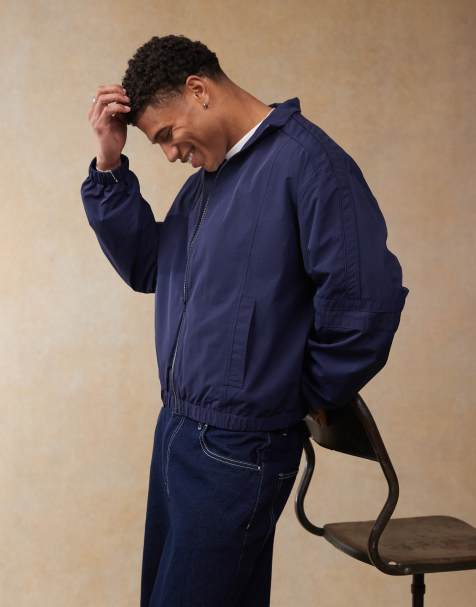 ASOS DESIGN oversized track jacket in navy (part of a set) - view 1