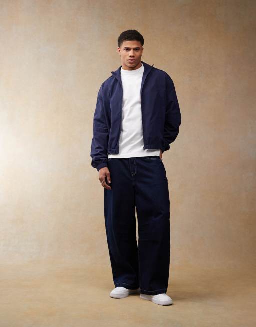 ASOS DESIGN oversized track jacket in navy