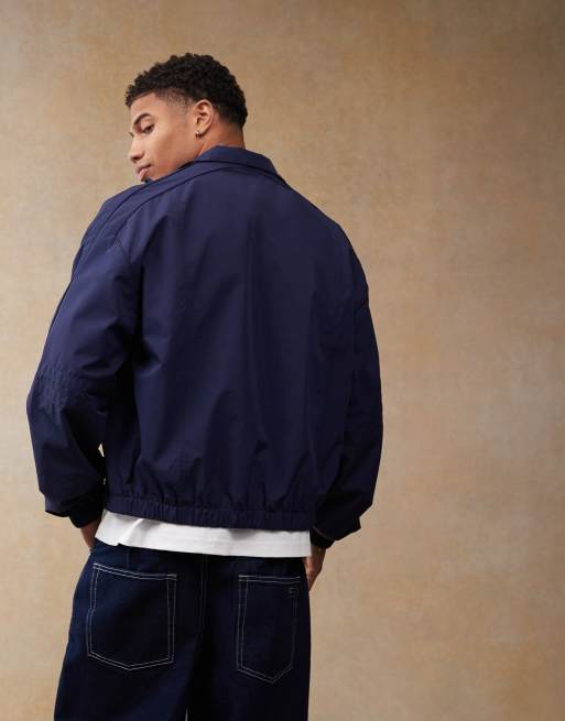 ASOS DESIGN oversized track jacket in navy