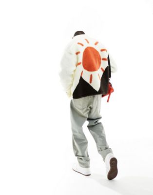 ASOS DESIGN oversized track jacket in off white borg