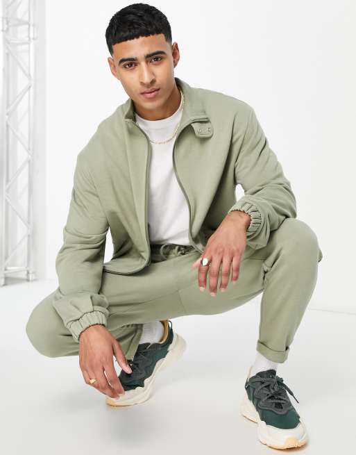 ASOS DESIGN oversized track jersey jacket in green - part of a set