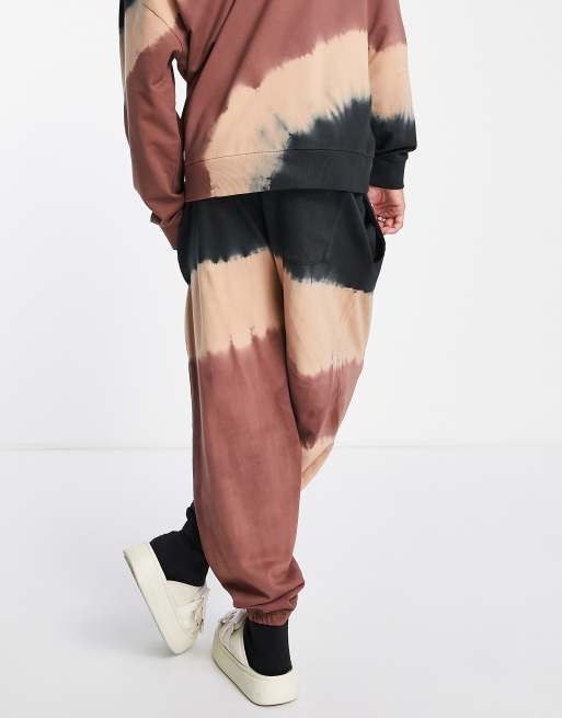 ASOS DESIGN oversized trackies in brown with tie dye details (part of a set), 2 of 4