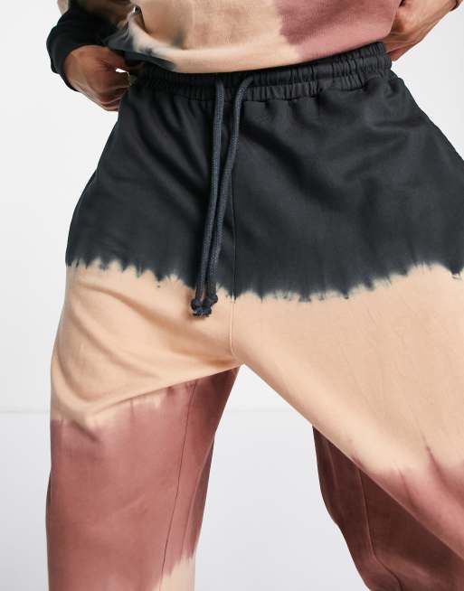 ASOS DESIGN oversized trackies in brown with tie dye details (part of a set), 4 of 4