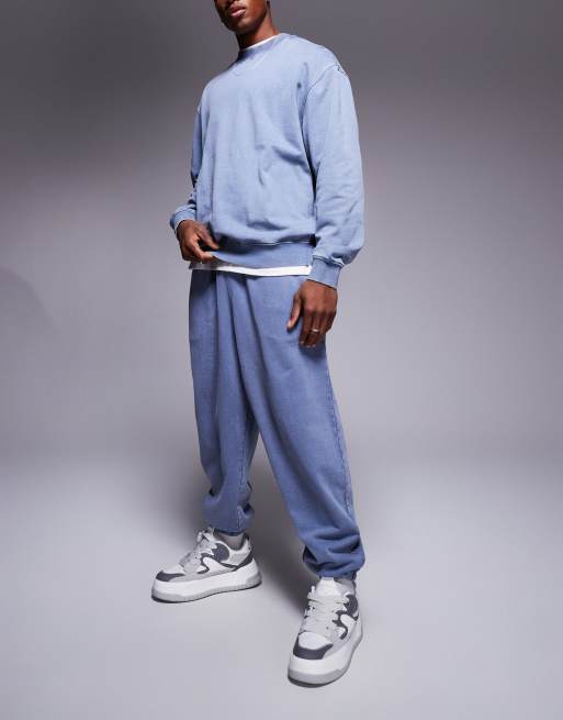 ASOS DESIGN oversized trackies in washed blue (part of a set) | ASOS