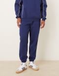 [ASOS DESIGN] ASOS DESIGN oversized trackies with piping in blue-Navy M Medieval Blue