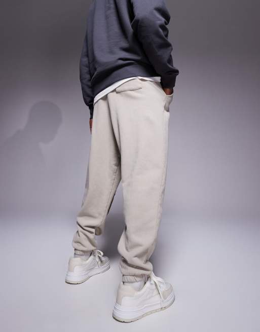 ASOS DESIGN oversized trackies with seam detail in washed beige | ASOS